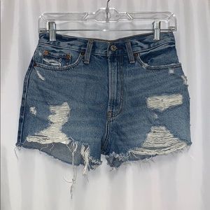 Ripped hi-rise jean shorts